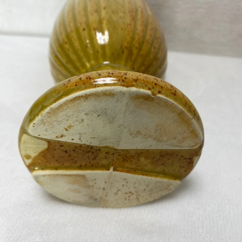 Vintage Ceramic Pottery Vase Yellow Speckled Glaze Rustic‎ Farmhouse
